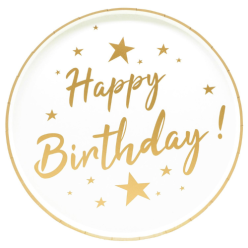 6 assiettes Happy Birthday Or